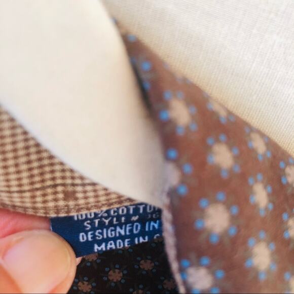 Panhandle Mens Slim Brown Print Button Down Shirt Large - Picture 6 of 9